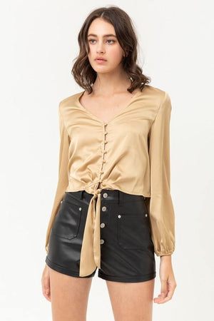 Jamie, Chagne top with buttoned and knotted silky - Dimesi Boutique