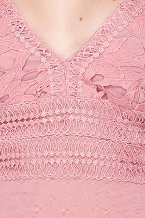 Lace detailed mesh bodysuit - Dimesi Boutique