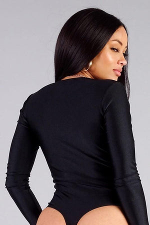 Long sleeve V neck bodysuit - Dimesi Boutique