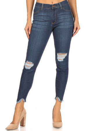 Jen, High waist knee slit skinny jeans