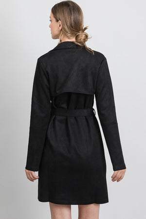 Suede Front Tie Coat Jacket - Dimesi Boutique