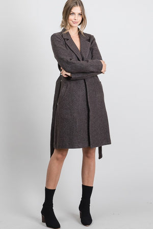 Carina, Faux wool double breasted belted coat