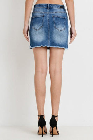 Denim mini skirt with side zippers - Dimesi Boutique