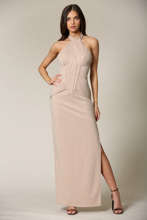 Mabel, Side leg slit sleeveless long dress