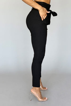 Penny, High waisted pleated & belted fitted pants