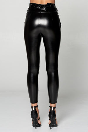 Bella, High waist belted faux leather pants