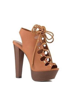 Betsey, Platform open toe tie up heels with chunky heel - Dimesi Boutique