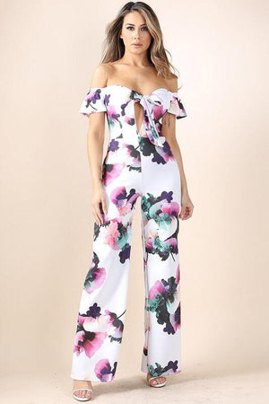 Emely, Wide leg floral print Jumpsuit