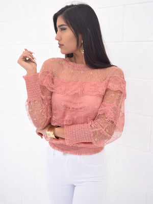 Long sleeve lace blouse - Dimesi Boutique
