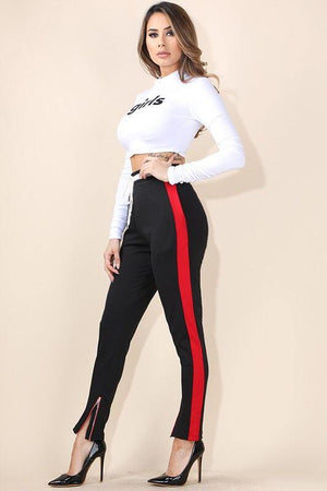 Riley, Black pants with side stripe - Dimesi Boutique