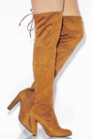 Thigh High Suede Camel Boots - Dimesi Boutique