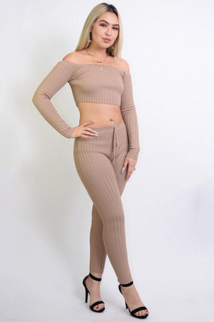 Maya Sexy Taupe 2 Piece Knitted Set - Dimesi Boutique