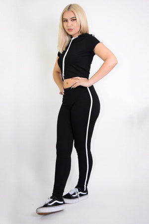 Bianca, Set with hooded crop top and leggings
