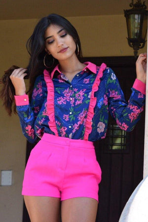 Mandy, elegant floral print blouse - Dimesi Boutique