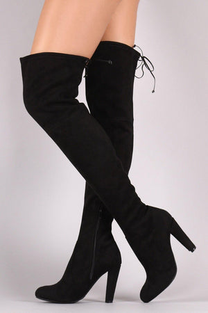 Thigh High Suede Black Boots - Dimesi Boutique