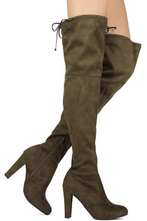 Thigh High Suede Olive Boots - Dimesi Boutique
