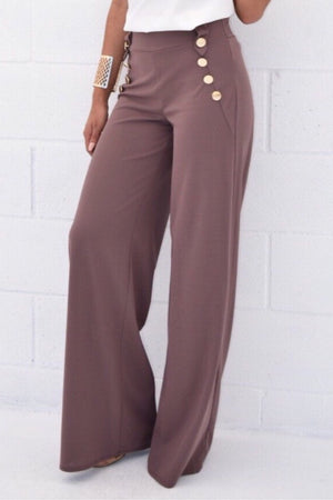 High waist flared pants with side buttoned - Dimesi Boutique