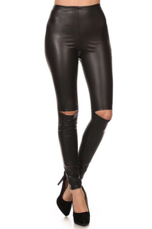 Black leggings with slit knee - Dimesi Boutique