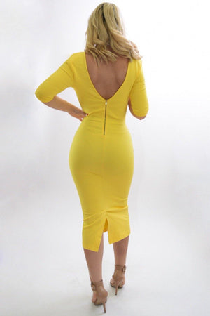 Stella yellow Classic midi dress - Dimesi Boutique