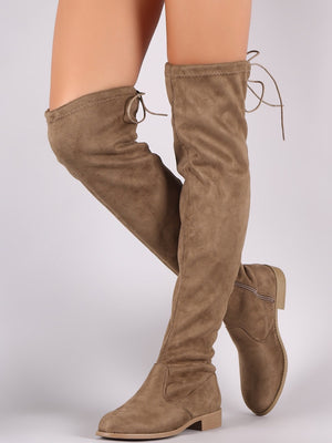 Thigh high flat suede boots - Dimesi Boutique