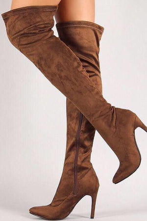 Thigh high tan boots - Dimesi Boutique