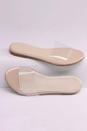 Rosabel, Wide band clear flat sandals - Dimesi Boutique