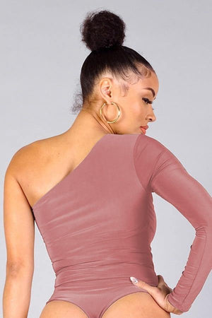 Dana, One shoulder mauve bodysuit - Dimesi Boutique