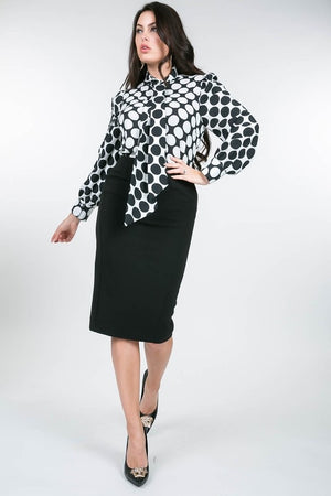 Caroline black and white polka dots blouse - Dimesi Boutique