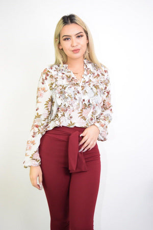 Long sleeve floral blouse - Dimesi Boutique