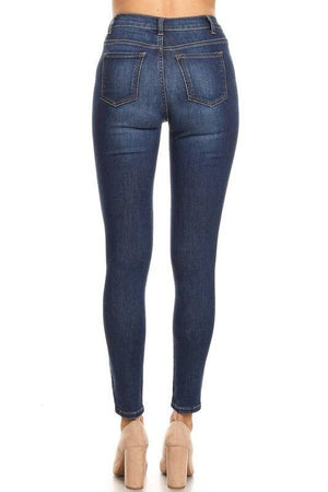 Kelly, high-waist washed dark blue skinny jeans - Dimesi Boutique