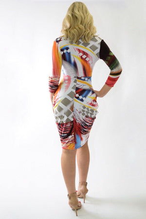 Multicolor red dress with crossed below - Dimesi Boutique