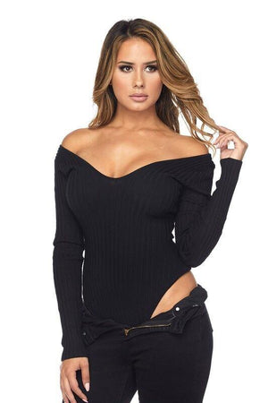 Fernanda, Long Sleeve Black Bodysuit - Dimesi Boutique