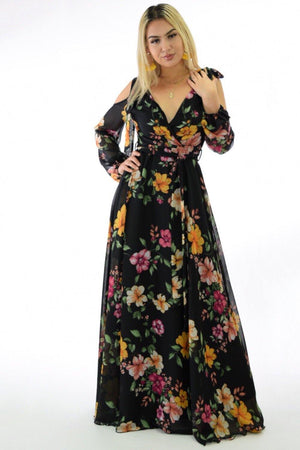 Floral print maxi dress - Dimesi Boutique