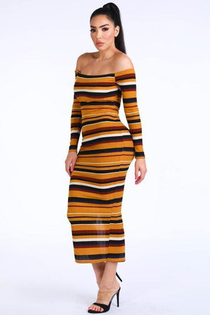 Dayana, Striped mustard dress - Dimesi Boutique