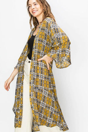 Monica, Mustard plaid kimono - Dimesi Boutique