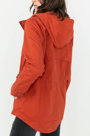 Paige, Rust windbreaker jacket with hooded - Dimesi Boutique