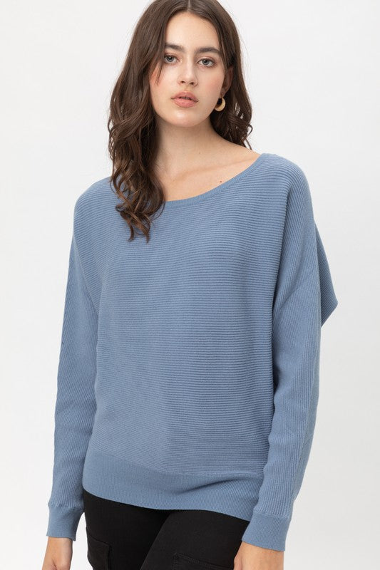 Jane and Delancey Short Sleeve Dolman Sweatshirt Light Blue Women's L  #p91-50