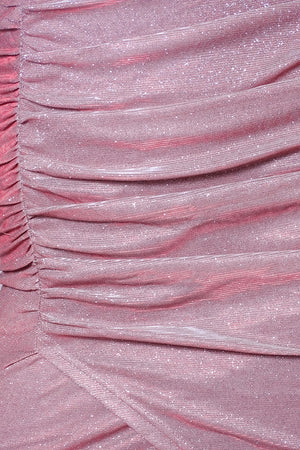 Dubai, Long sleeve multi glitter V neck ruching mini dress