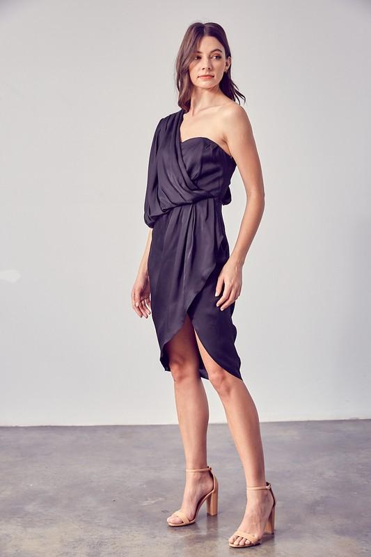 Susan One shoulder asymmetric draped dress