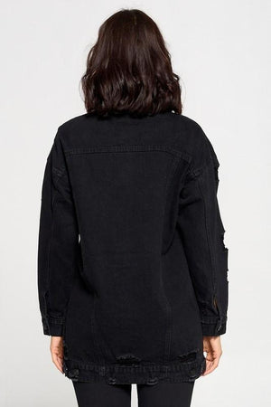 Kourtney, Oversized distressed denim jacket