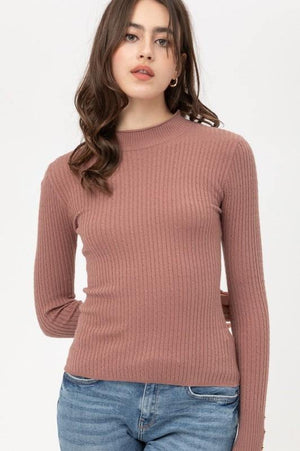 High neck sweatshirt with Sleeve side buttons - Dimesi Boutique