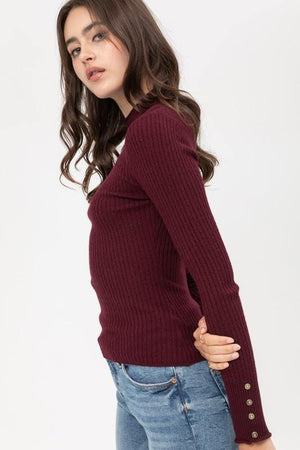 High neck sweatshirt with Sleeve side buttons - Dimesi Boutique