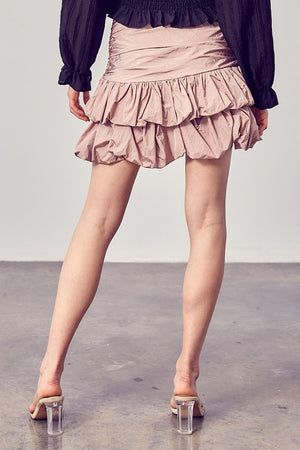 Sasha, Ruched ruffle mini skirt