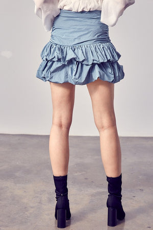 Sasha, Ruched ruffle mini skirt