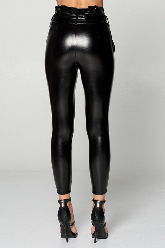 MARIA Black Faux Leather Joggers  Women's Designer Pants – Steve