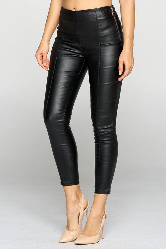 Here Faux It -High Waist Faux Leather Leggings – Essentially Noir