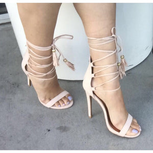 Glee, Open toe lace up heels - Dimesi Boutique
