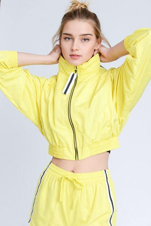 Yellow windbreaker cropped Jacket - Dimesi Boutique