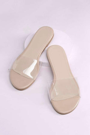 Rosabel, Wide band clear flat sandals - Dimesi Boutique