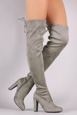 Thigh High Suede Grey Boots - Dimesi Boutique